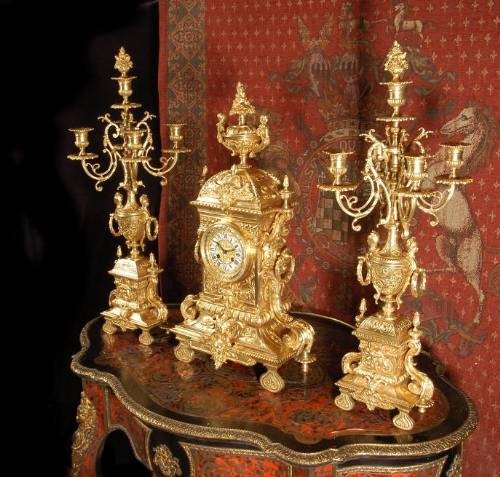 fig 2. ***** SOLD ***** Large and Stunning Classical Clock Set ~ French - Circa 1880 ~
